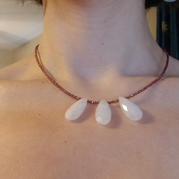 Moonstone And Ruby Necklace - Picture 2 of 3